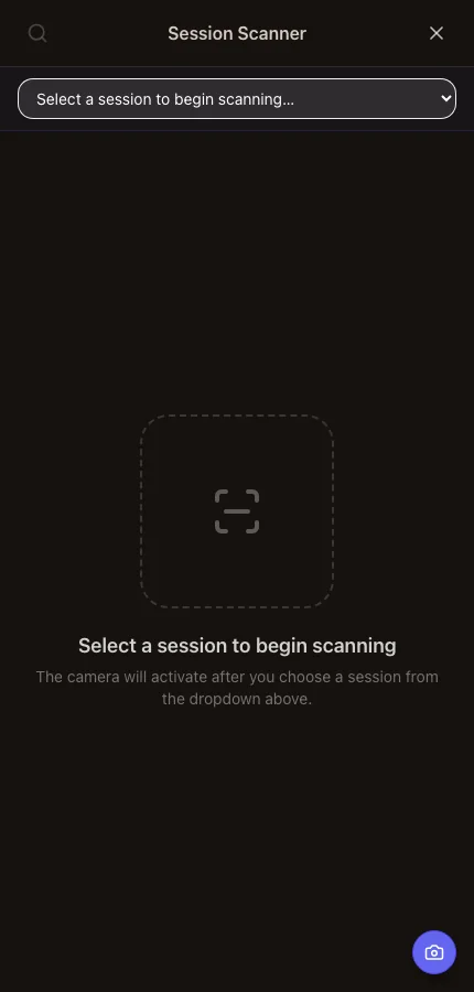 The Moostoo session scanner, where door staff pick the session they are scanning into